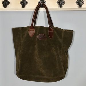 Olive Green Suede & Leather Tote by G H Bass & Co.
